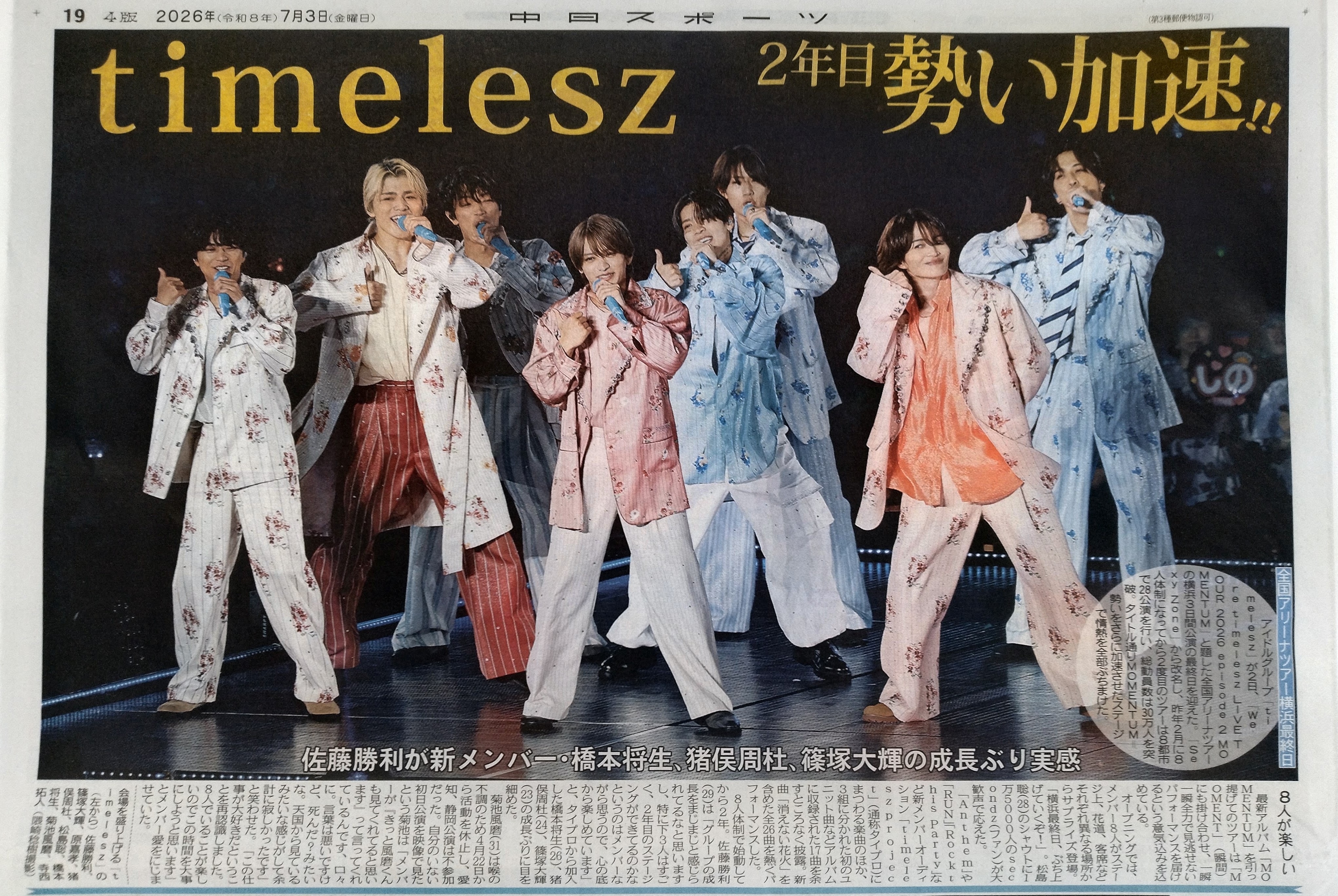 timelesz 掲載紙３紙セット